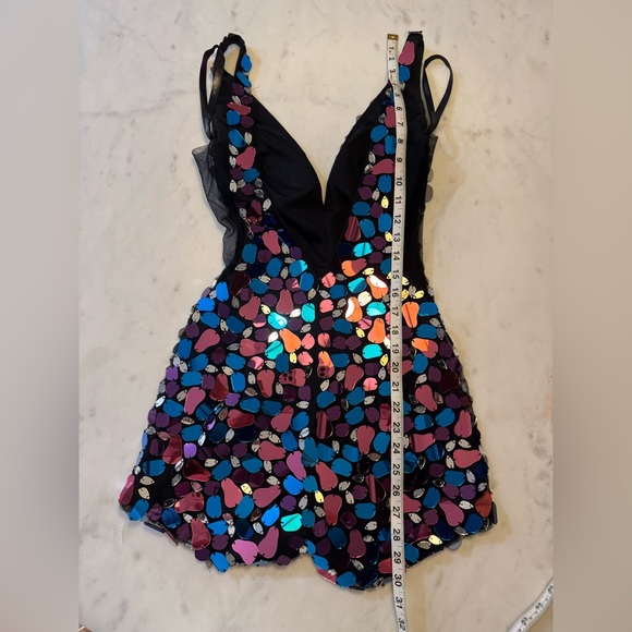 Jovani Jeweled Romper / Size 0 / Teal - Fucsia- Pink - Silver- Black - Picture 10 of 14
